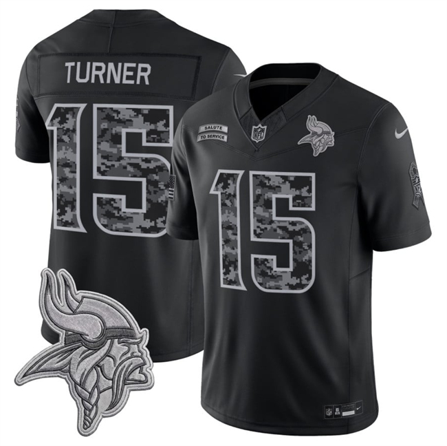 Men's Black Minnesota Vikings #15 Dallas Turner F.U.S.E. 2026 Salute to Service Limited Stitched Football Jersey